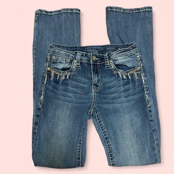 Boot Barn Grace in LA Blue EasyFit bootcut jeans with rhinestones size 26 - Picture 1 of 8